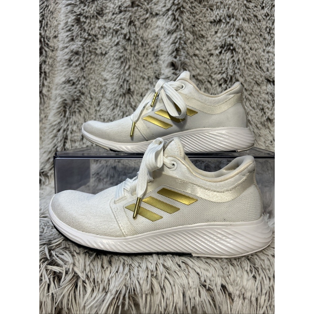 Adidas Edge Lux 3 Shoes Women's 6.5 White Gold Low Top Athletic Running Sneakers